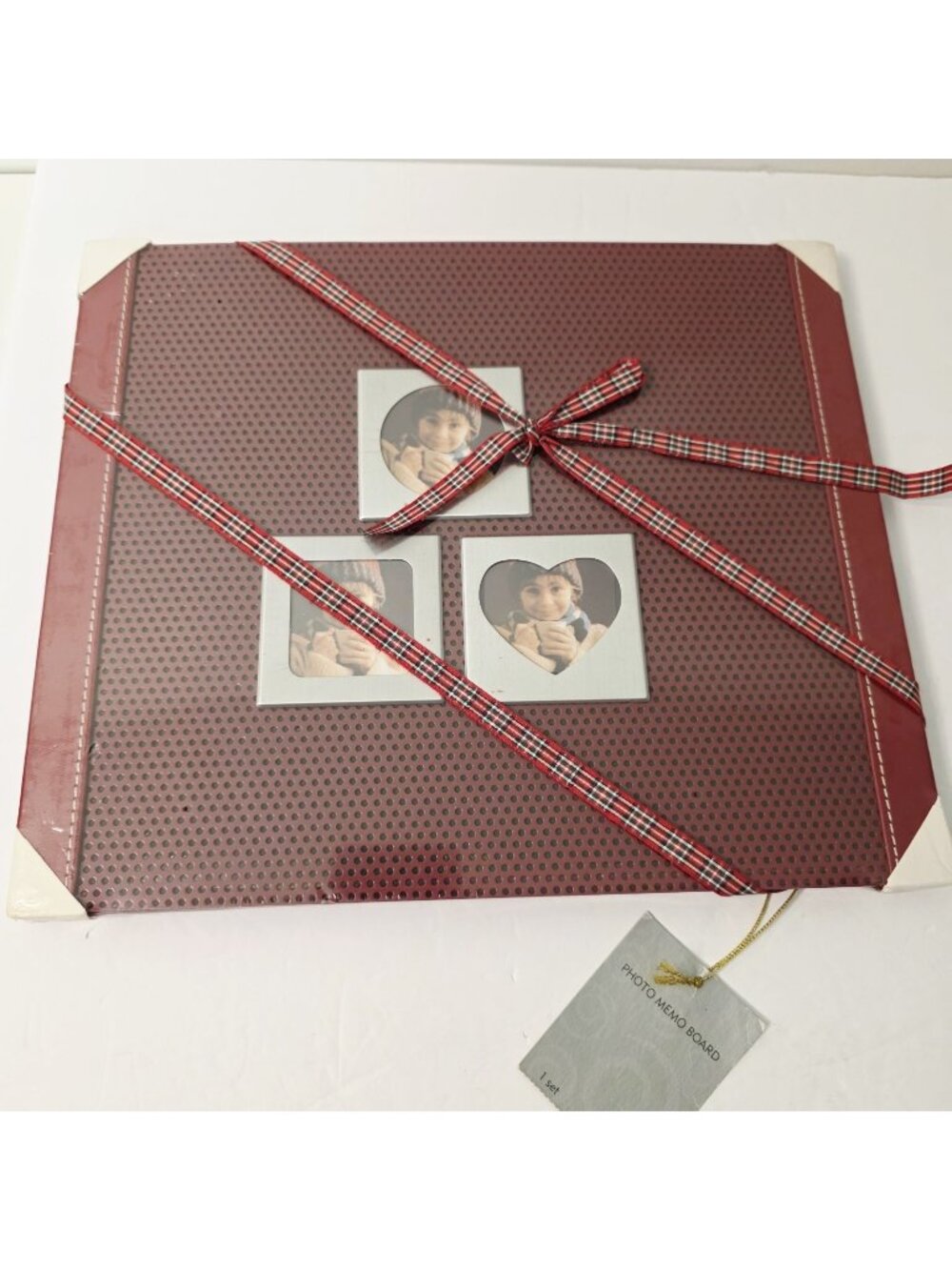 Dual 3 Mini Photo Picture Frames Round Heart Memo Board Wall Free Standing Decor